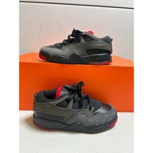 Jordan 4 RM Bred Black Fire Red Cement Grey Kids Shoes 11c #2615